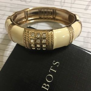 Cream, gold, and diamond accent bracelet